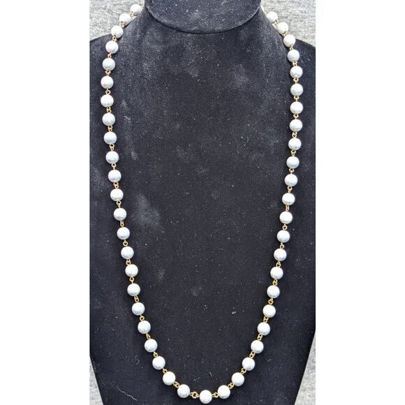 Baublebar Necklace, White Howlite Beads, Long, Lobster Clasp, 30" +2" Extender - Picture 1 of 4